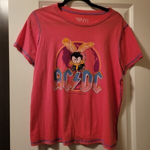 Torrid 00 Pink Metal Rock AC/DC Concert Exposed Seam Graphic T-Shirt Size M/L